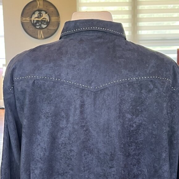 NWT Classic Western Shirt Women's Plus Size 1X Black Pearl Snap Rodeo Faux Suede - Picture 4 of 16